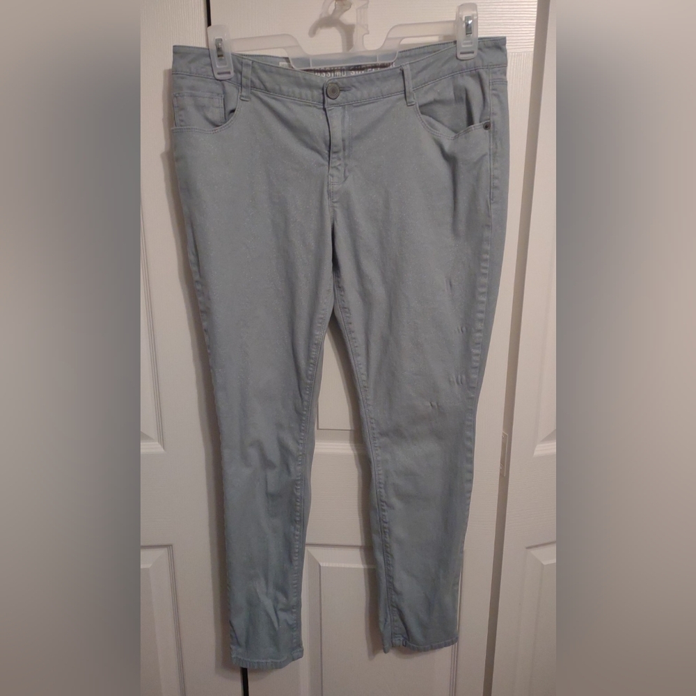 Mossimo Supply Co Pants Women's Size 15 Light Blue Straight Leg Slight Sparkle